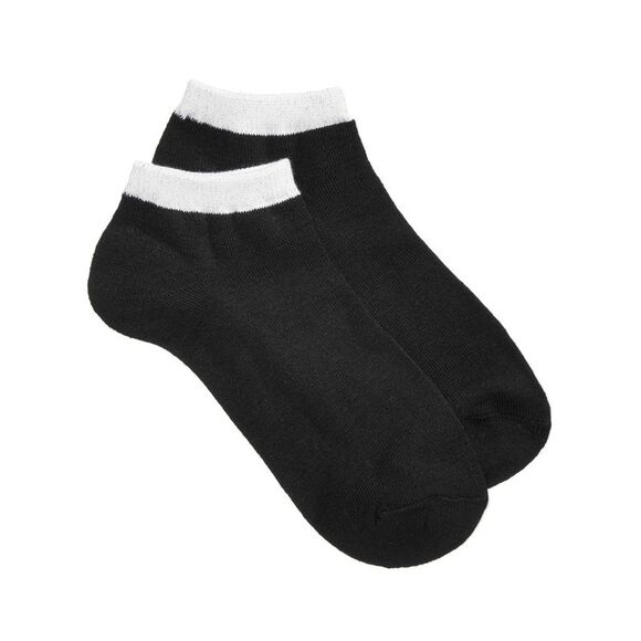 INC Accessories - INC Womens Black Solid Contrast Trim Metallic Knit Ribbed Casual Ankle Socks